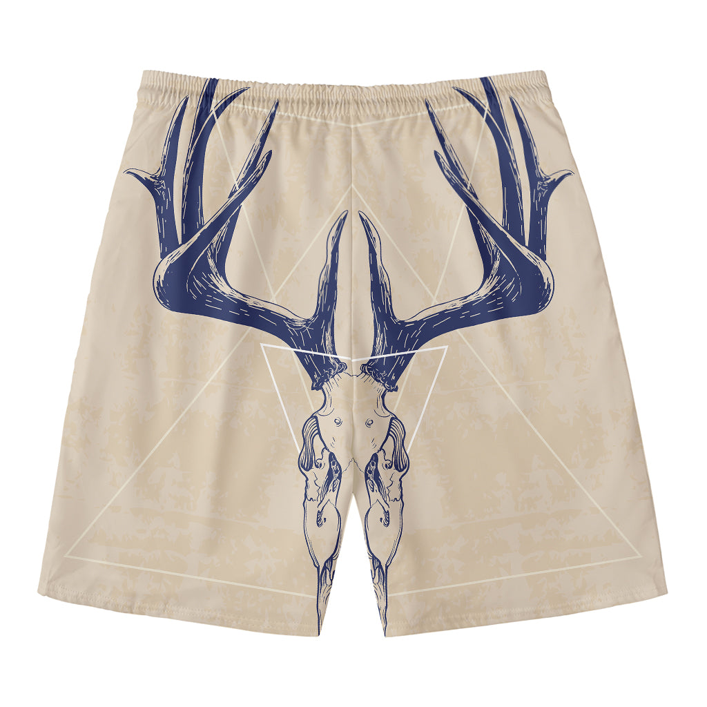 Vintage Deer Skull Print Men's Swim Trunks