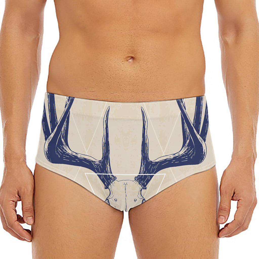 Vintage Deer Skull Print Men's Triangle Swim Briefs
