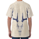 Vintage Deer Skull Print Men's Velvet T-Shirt