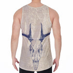 Vintage Deer Skull Print Men's Velvet Tank Top