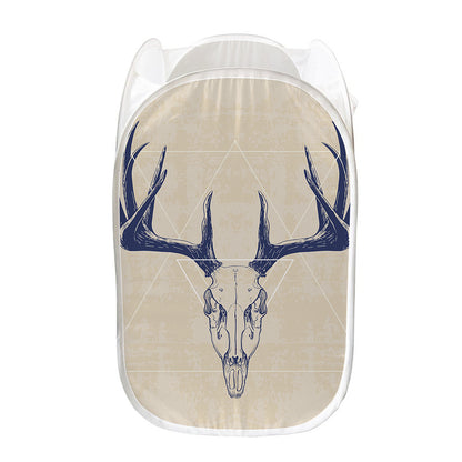 Vintage Deer Skull Print Mesh Laundry Hamper