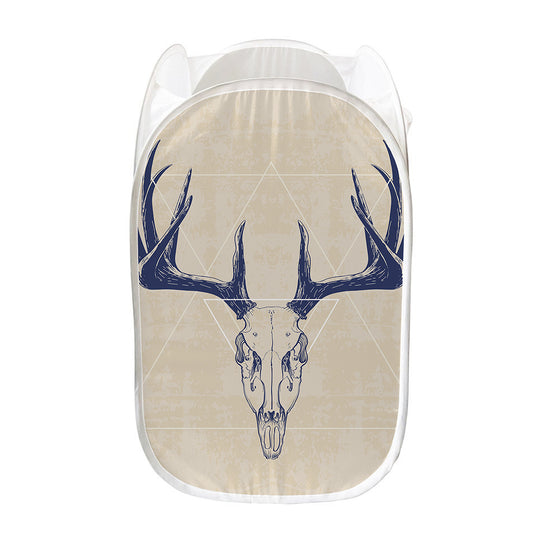 Vintage Deer Skull Print Mesh Laundry Hamper