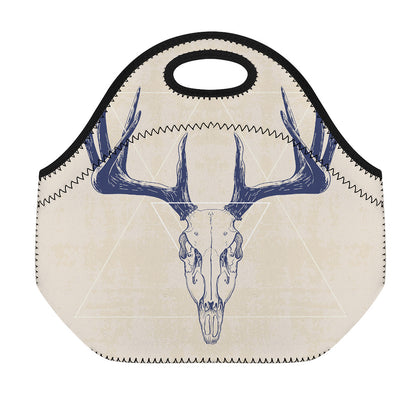 Vintage Deer Skull Print Neoprene Lunch Bag