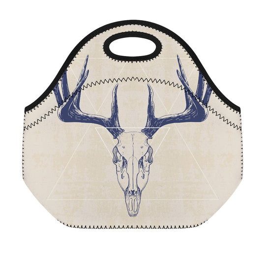 Vintage Deer Skull Print Neoprene Lunch Bag