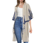 Vintage Deer Skull Print Open Front Beach Cover Up