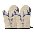 Vintage Deer Skull Print Oven Mitts