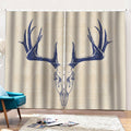 Vintage Deer Skull Print Pencil Pleat Curtains