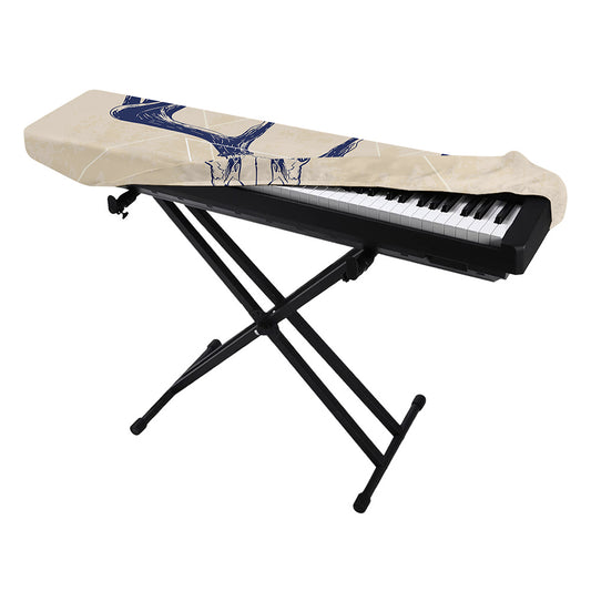 Vintage Deer Skull Print Piano Keyboard Cover
