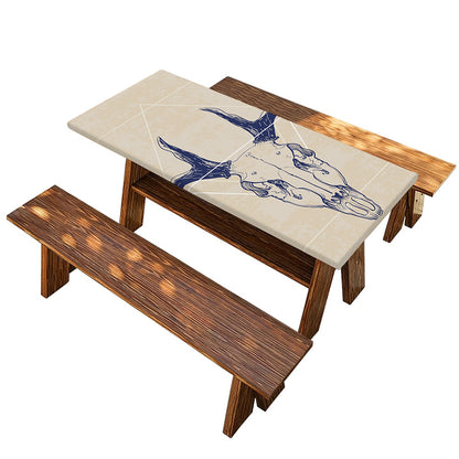 Vintage Deer Skull Print Picnic Table Cover