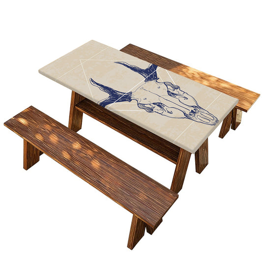 Vintage Deer Skull Print Picnic Table Cover
