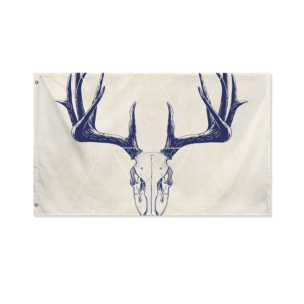 Vintage Deer Skull Print Polyester Flag