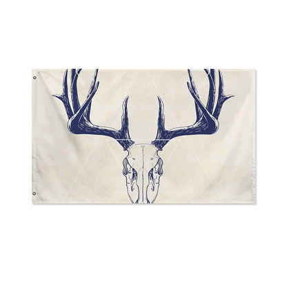 Vintage Deer Skull Print Polyester Flag