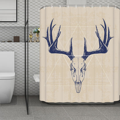 Vintage Deer Skull Print Polyester Shower Curtain