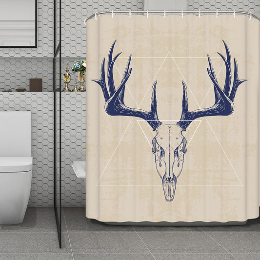 Vintage Deer Skull Print Polyester Shower Curtain