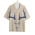 Vintage Deer Skull Print Rayon Hawaiian Shirt
