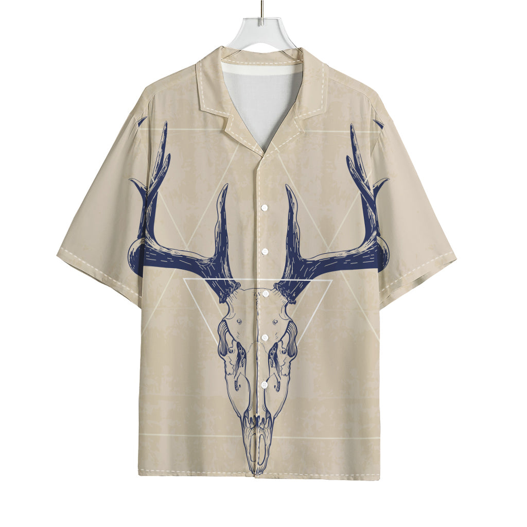 Vintage Deer Skull Print Rayon Hawaiian Shirt