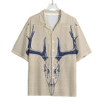 Vintage Deer Skull Print Rayon Hawaiian Shirt