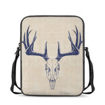 Vintage Deer Skull Print Rectangular Crossbody Bag