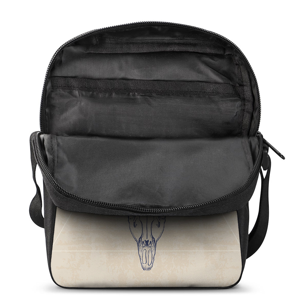Vintage Deer Skull Print Rectangular Crossbody Bag