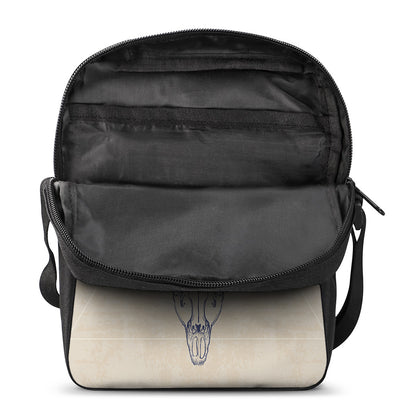 Vintage Deer Skull Print Rectangular Crossbody Bag