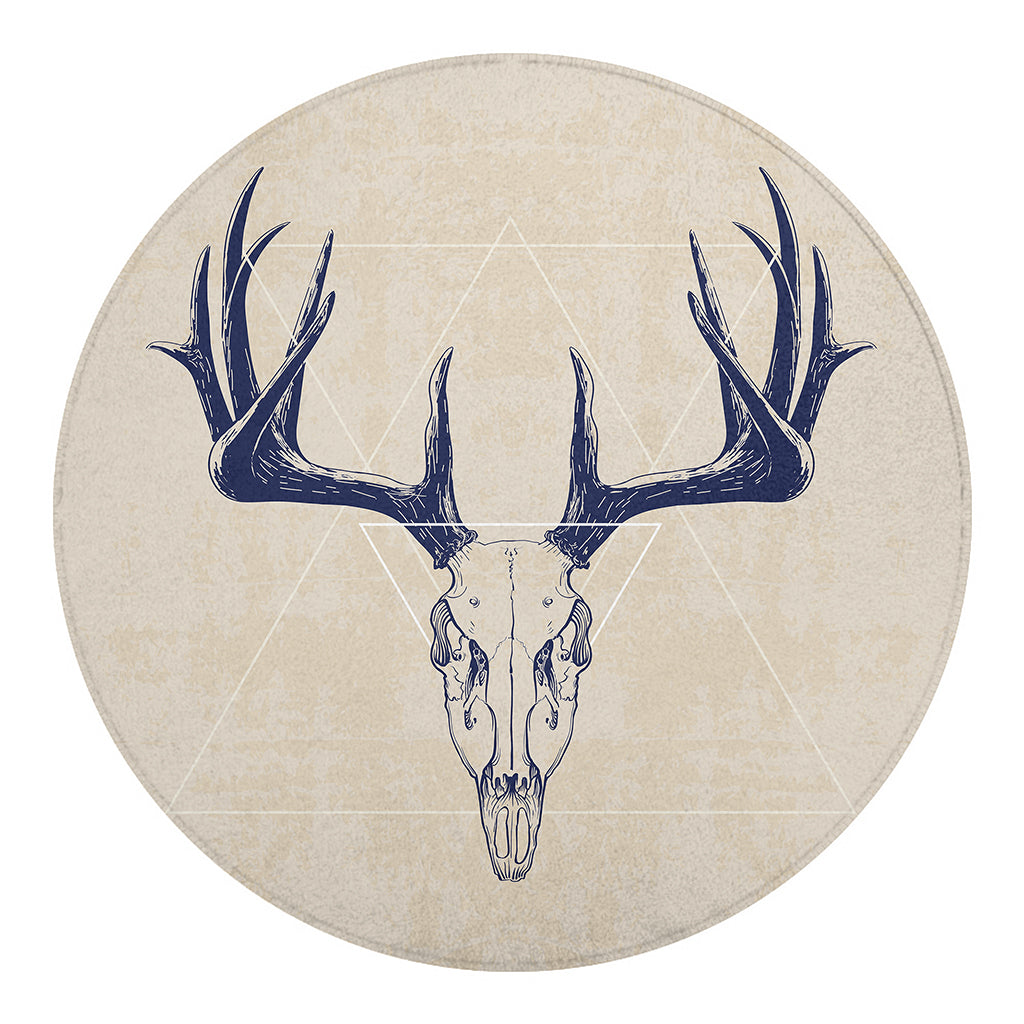 Vintage Deer Skull Print Round Blanket