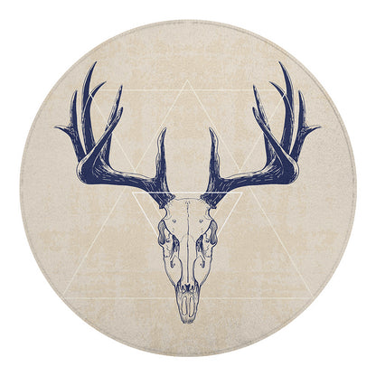 Vintage Deer Skull Print Round Blanket