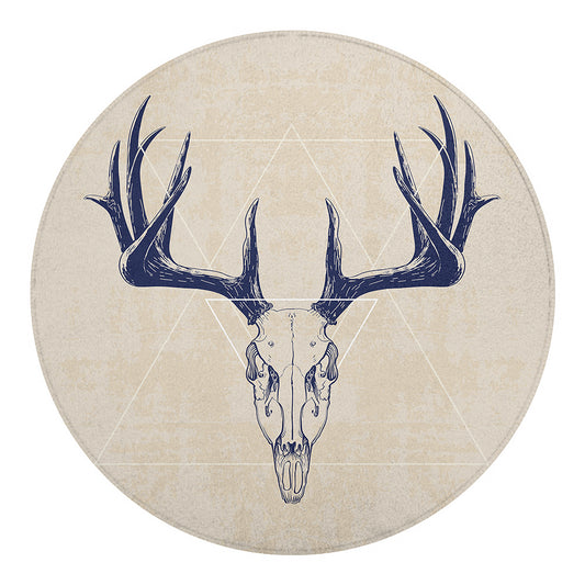 Vintage Deer Skull Print Round Blanket