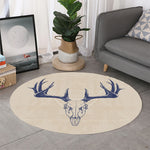 Vintage Deer Skull Print Round Rug
