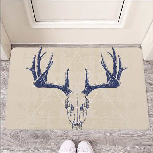 Vintage Deer Skull Print Rubber Doormat