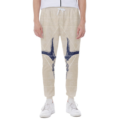 Vintage Deer Skull Print Scuba Joggers