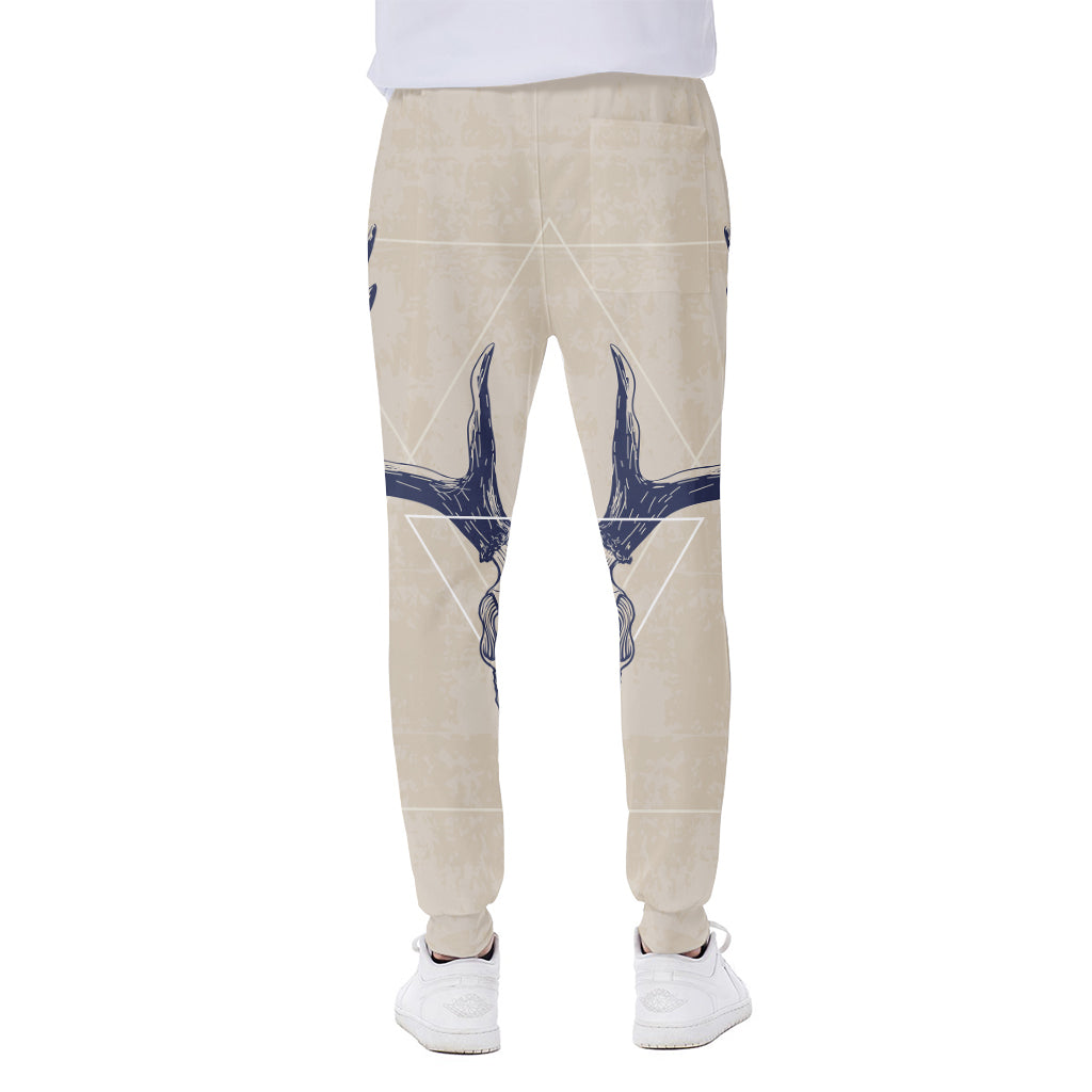 Vintage Deer Skull Print Scuba Joggers