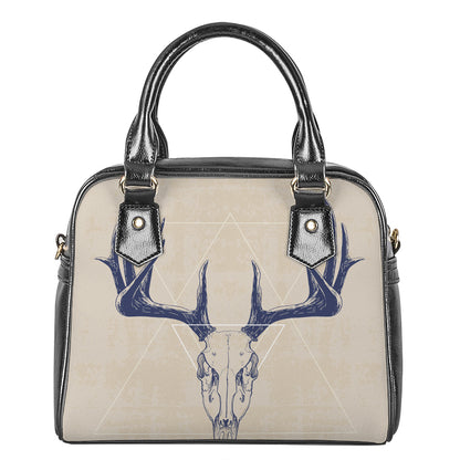 Vintage Deer Skull Print Shoulder Handbag
