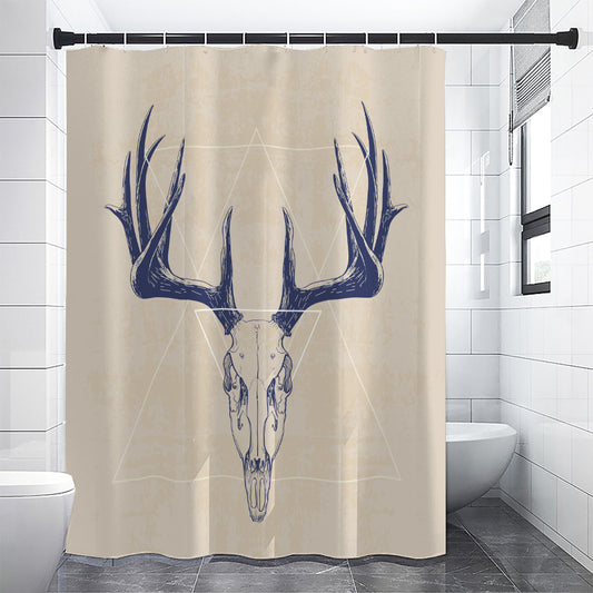 Vintage Deer Skull Print Shower Curtain