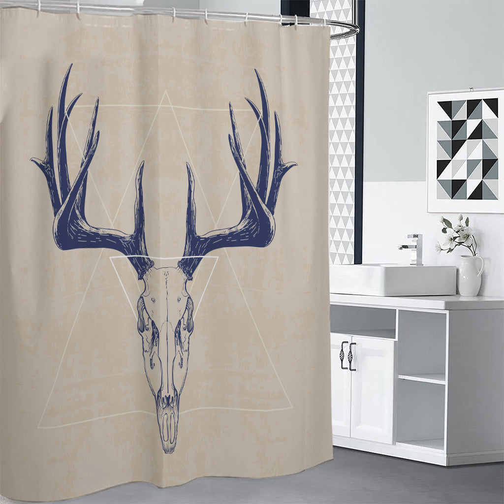 Vintage Deer Skull Print Shower Curtain