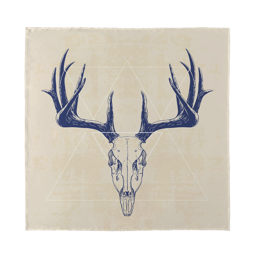 Vintage Deer Skull Print Silk Bandana