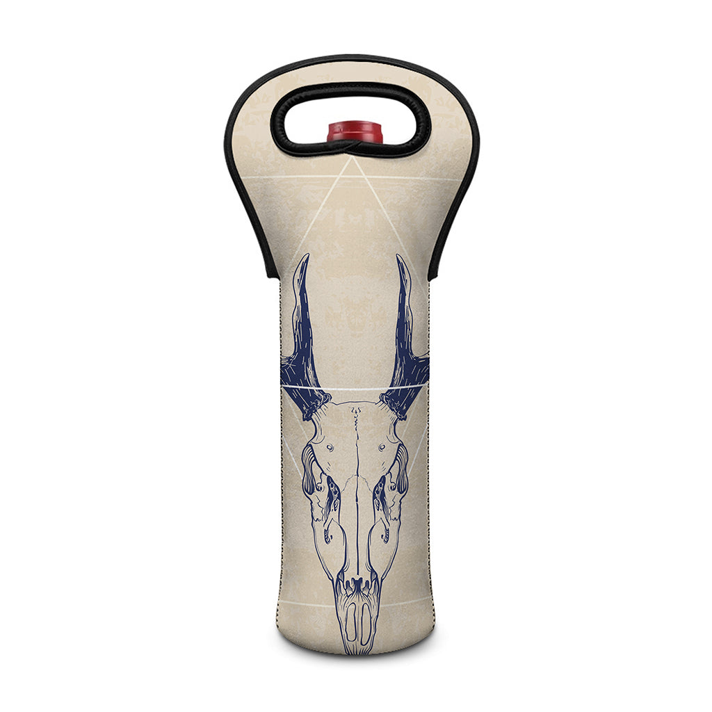 Vintage Deer Skull Print Single Neoprene Wine Tote