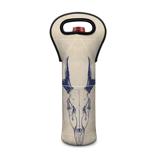 Vintage Deer Skull Print Single Neoprene Wine Tote