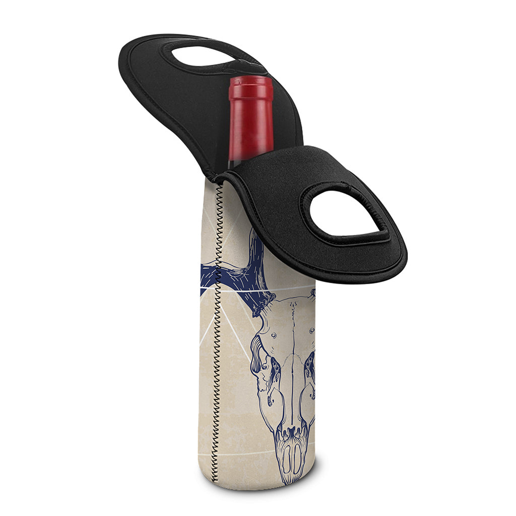 Vintage Deer Skull Print Single Neoprene Wine Tote