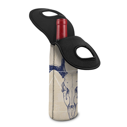 Vintage Deer Skull Print Single Neoprene Wine Tote
