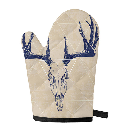 Vintage Deer Skull Print Single Oven Mitt