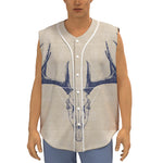 Vintage Deer Skull Print Sleeveless Baseball Jersey