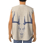 Vintage Deer Skull Print Sleeveless Baseball Jersey