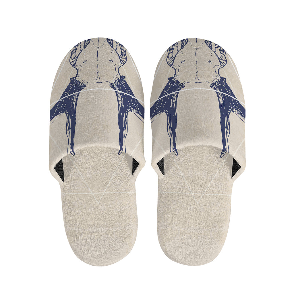 Vintage Deer Skull Print Slippers