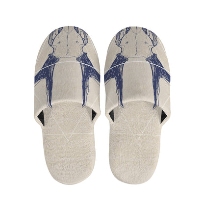 Vintage Deer Skull Print Slippers