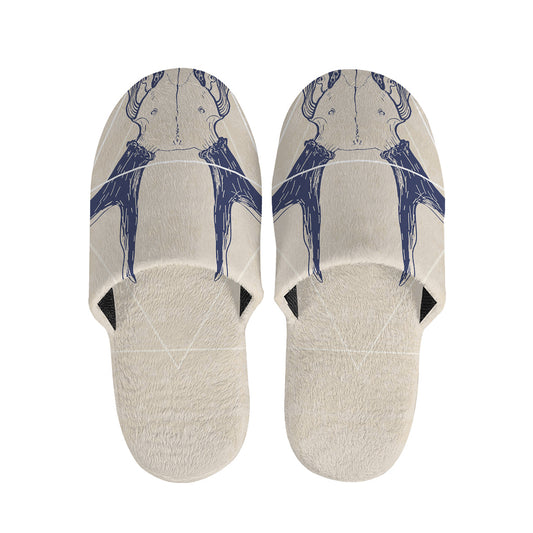Vintage Deer Skull Print Slippers