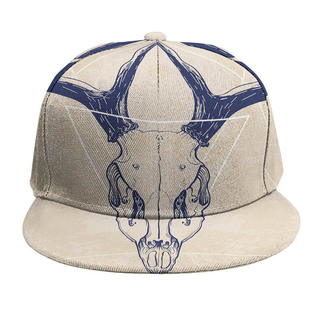 Vintage Deer Skull Print Snapback Cap
