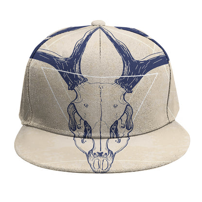 Vintage Deer Skull Print Snapback Cap