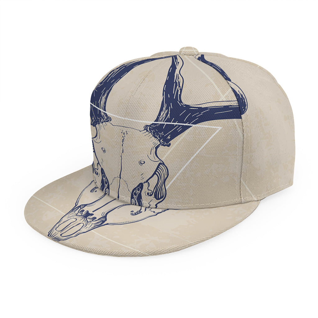 Vintage Deer Skull Print Snapback Cap