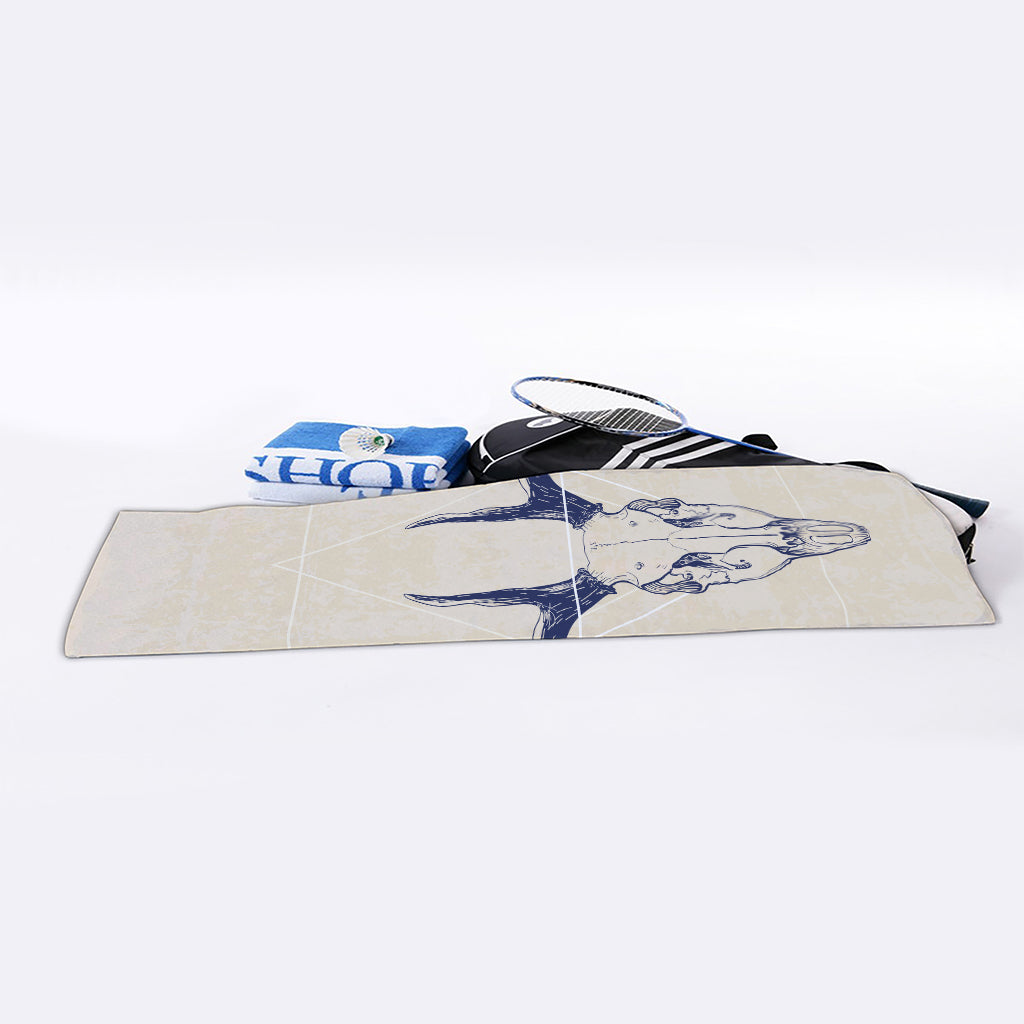 Vintage Deer Skull Print Sports Towel
