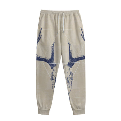 Vintage Deer Skull Print Sweatpants